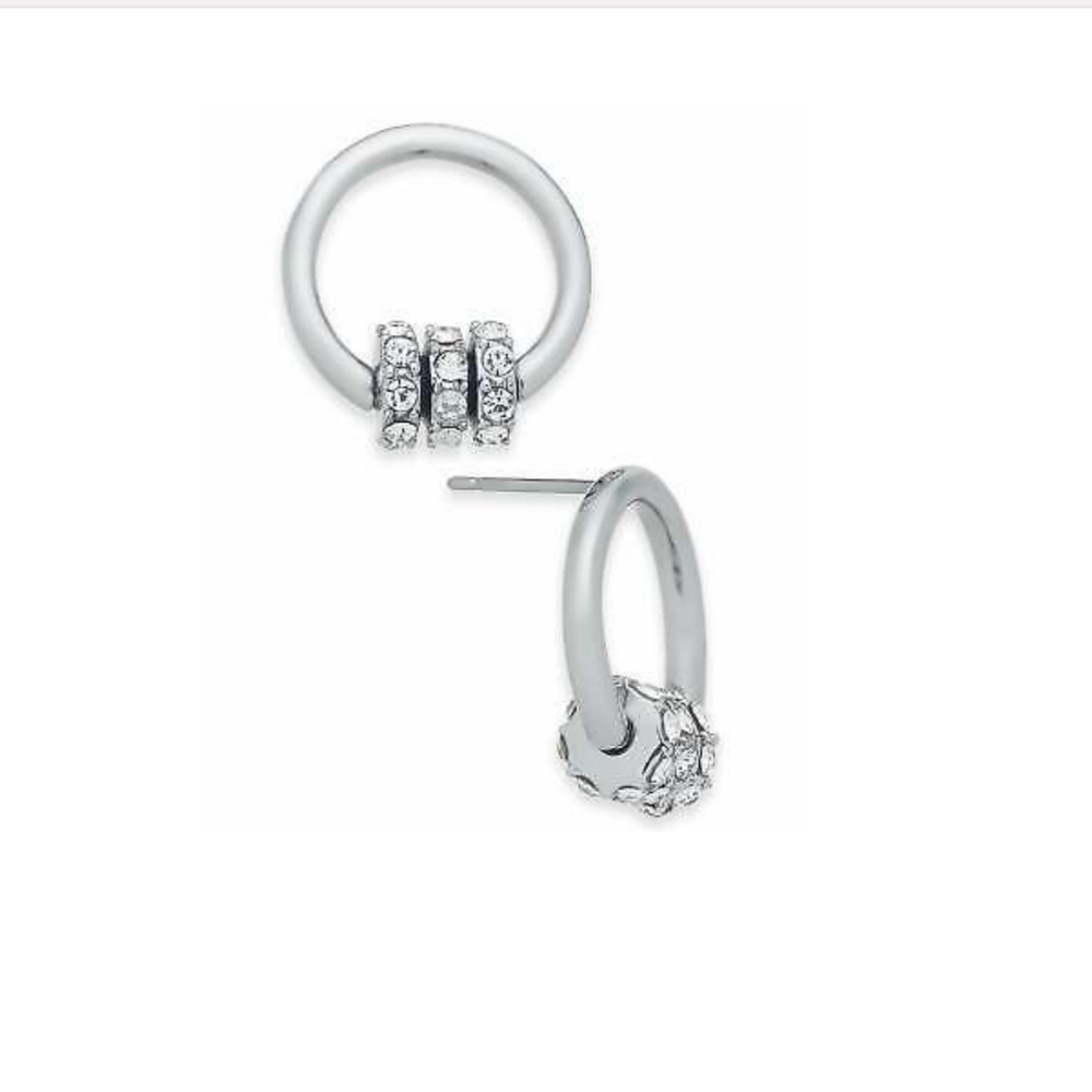 INC Silver-Tone Pavé Rondelle Bead & Circle Stud Earrings